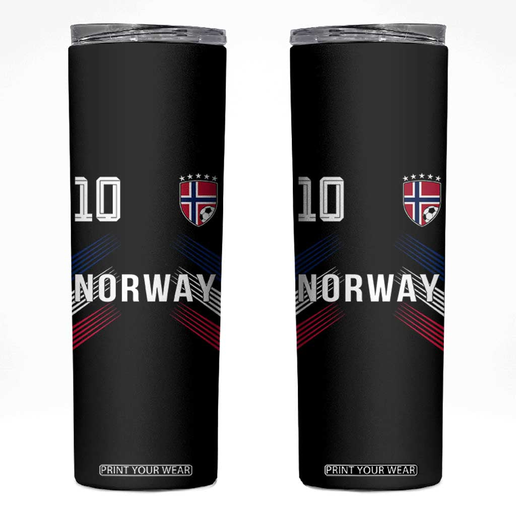Norway Soccer Sports Graphic Number 10 Jersey Style Skinny Tumbler Proud Norwegian Football Fans Game Day Pride TS02 Black Print Your Wear