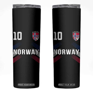 Norway Soccer Sports Graphic Number 10 Jersey Style Skinny Tumbler Proud Norwegian Football Fans Game Day Pride TS02 Black Print Your Wear