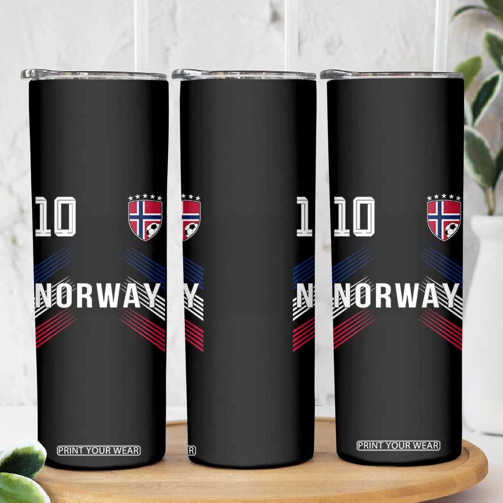 Norway Soccer Sports Graphic Number 10 Jersey Style Skinny Tumbler Proud Norwegian Football Fans Game Day Pride TS02 Print Your Wear