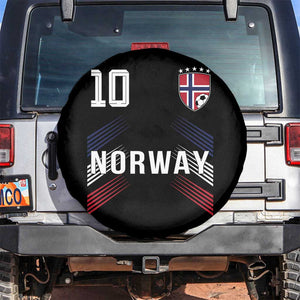 Norway Soccer Sports Graphic Number 10 Jersey Style Spare Tire Cover Proud Norwegian Football Fans Game Day Pride TS02 No hole Black Print Your Wear