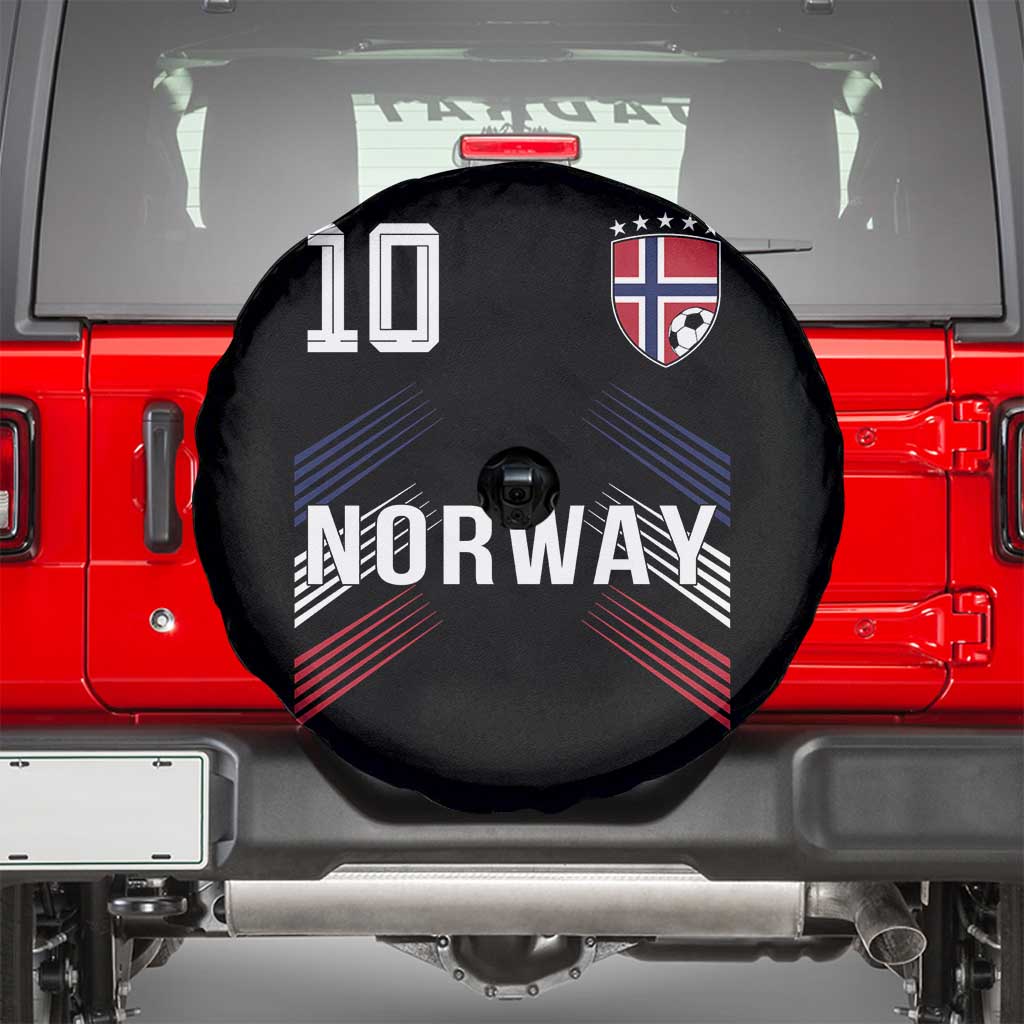 Norway Soccer Sports Graphic Number 10 Jersey Style Spare Tire Cover Proud Norwegian Football Fans Game Day Pride TS02 Black Print Your Wear