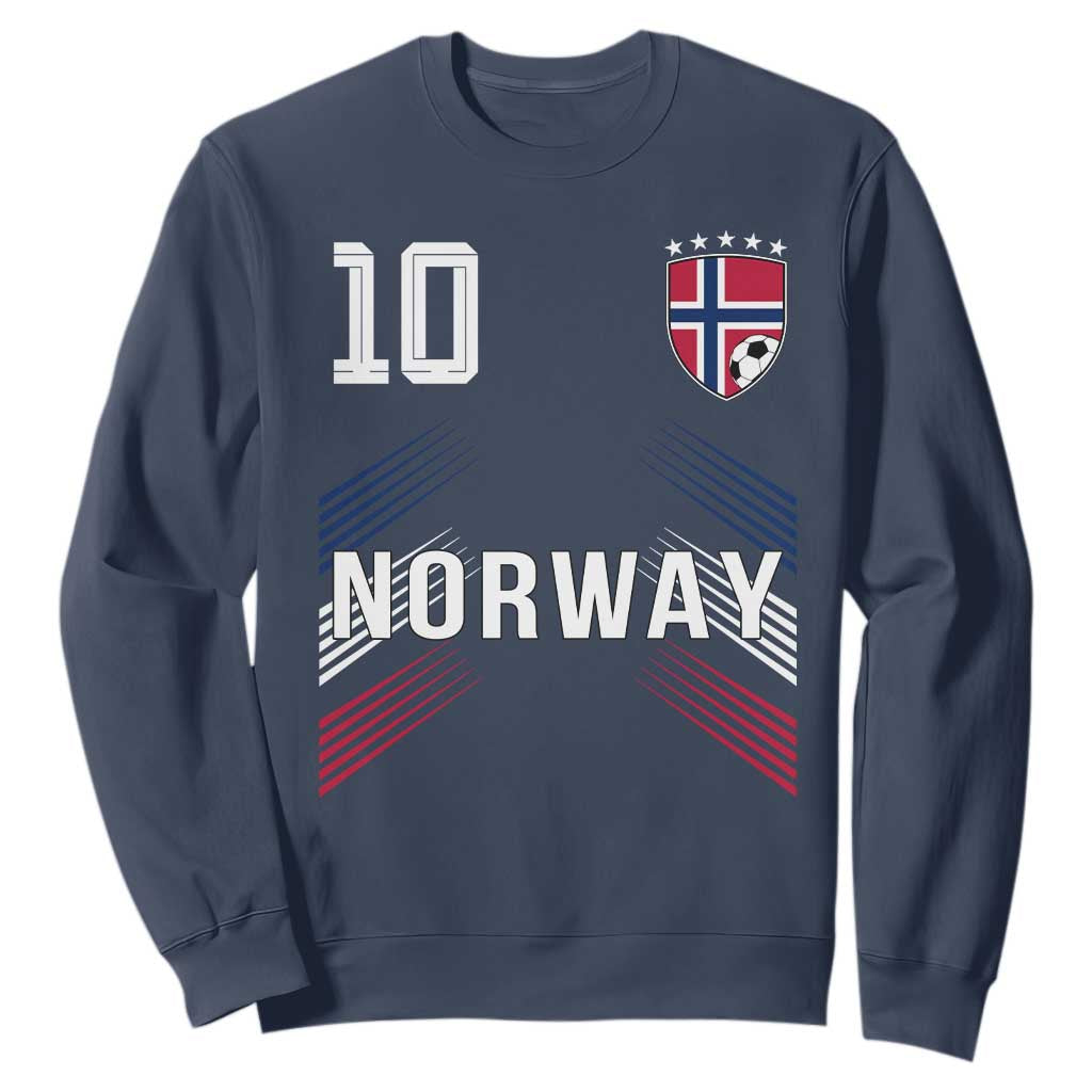 Norway Soccer Sports Graphic Number 10 Jersey Style Sweatshirt Proud Norwegian Football Fans Game Day Pride TS02 Navy Print Your Wear