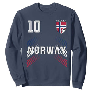 Norway Soccer Sports Graphic Number 10 Jersey Style Sweatshirt Proud Norwegian Football Fans Game Day Pride TS02 Navy Print Your Wear