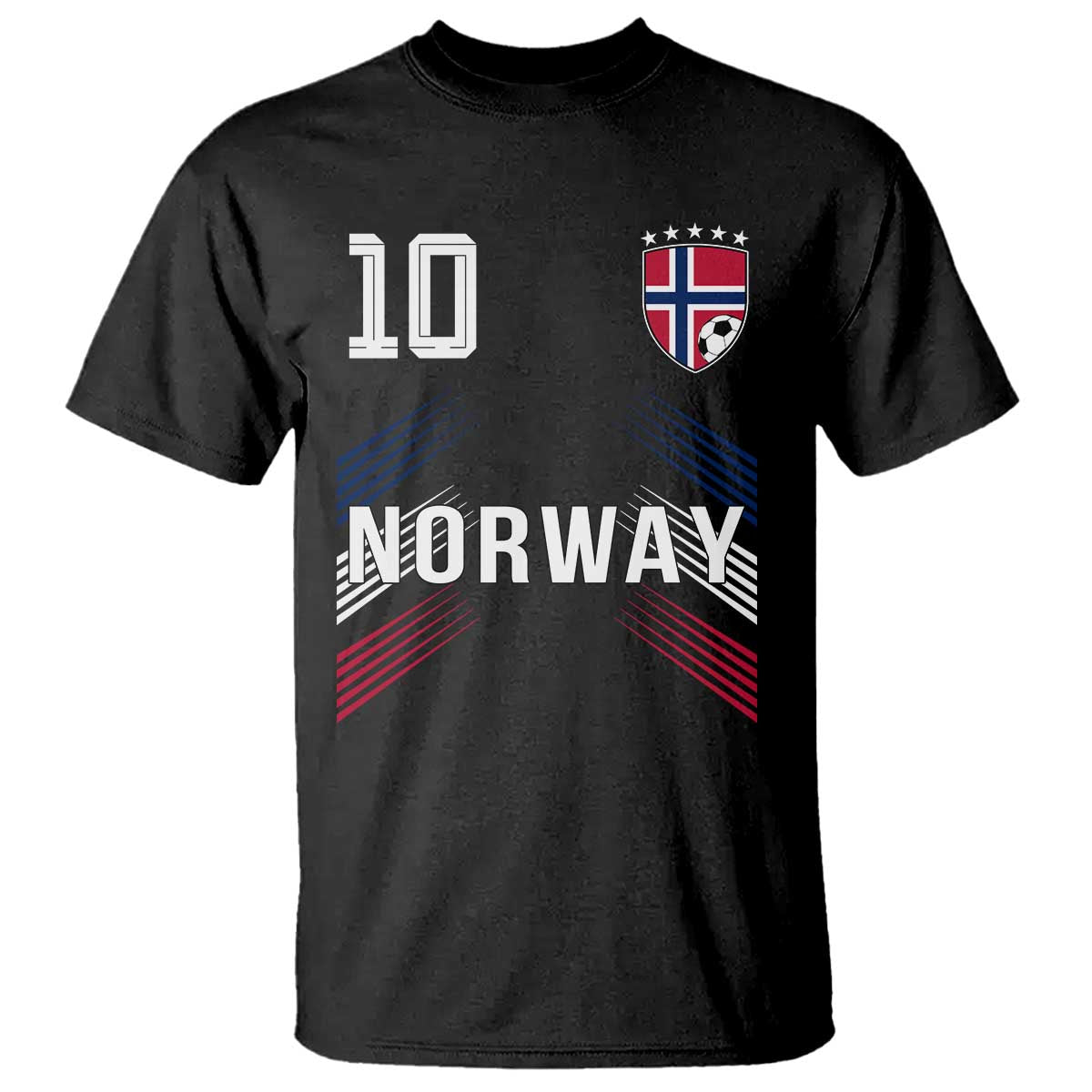 Norway Soccer Sports Graphic Number 10 Jersey Style T Shirt Proud Norwegian Football Fans Game Day Pride TS02 Black Print Your Wear
