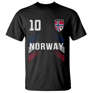 Norway Soccer Sports Graphic Number 10 Jersey Style T Shirt Proud Norwegian Football Fans Game Day Pride TS02 Black Print Your Wear