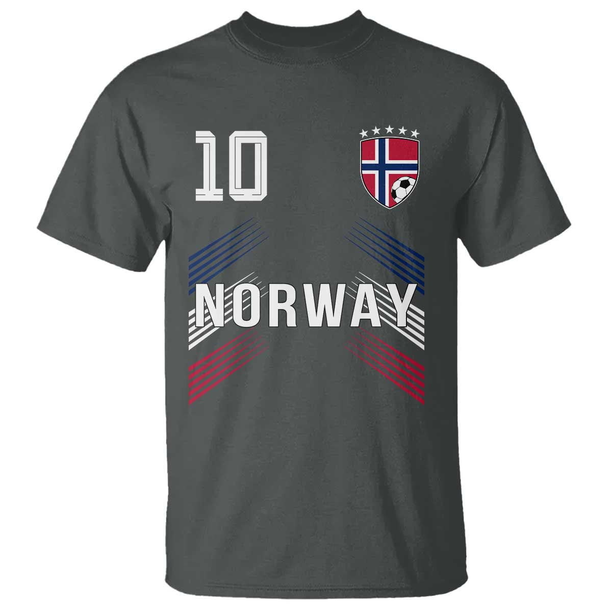 Norway Soccer Sports Graphic Number 10 Jersey Style T Shirt Proud Norwegian Football Fans Game Day Pride TS02 Dark Heather Print Your Wear