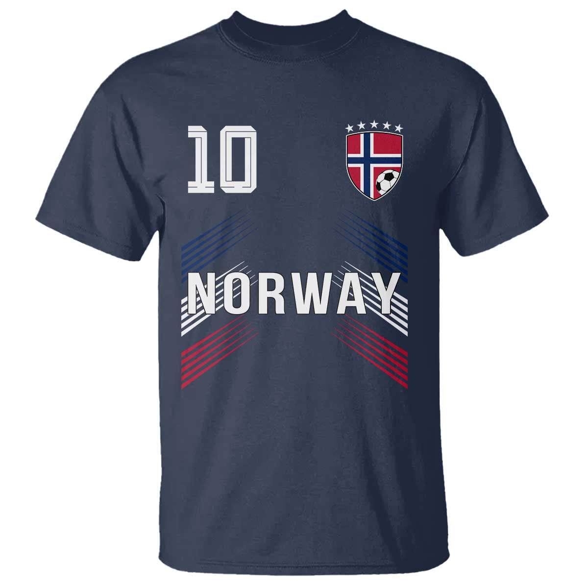 Norway Soccer Sports Graphic Number 10 Jersey Style T Shirt Proud Norwegian Football Fans Game Day Pride TS02 Navy Print Your Wear