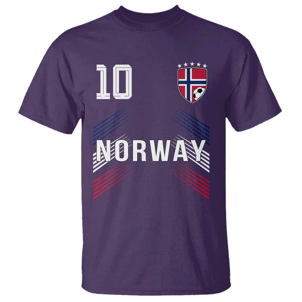 Norway Soccer Sports Graphic Number 10 Jersey Style T Shirt Proud Norwegian Football Fans Game Day Pride TS02 Purple Print Your Wear