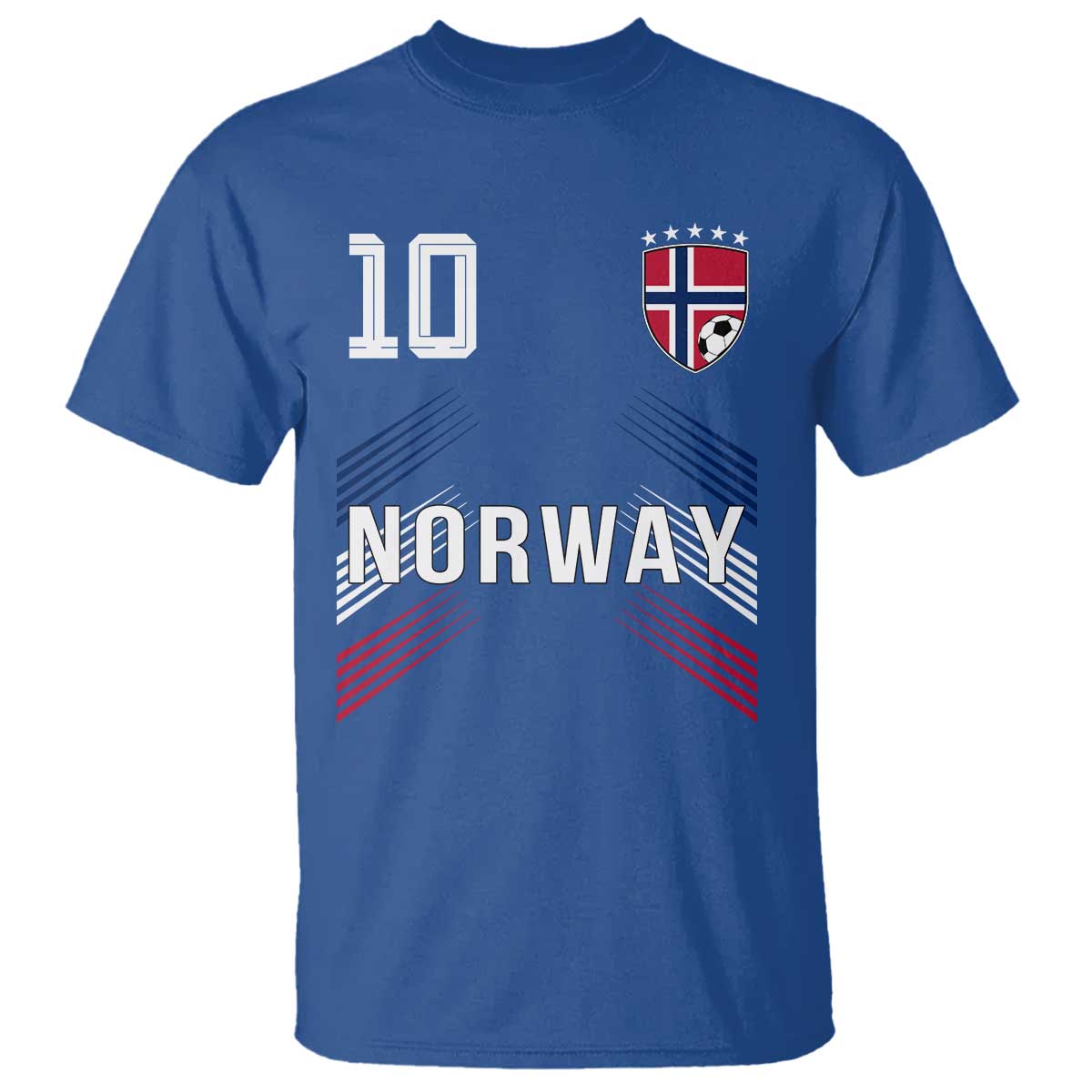 Norway Soccer Sports Graphic Number 10 Jersey Style T Shirt Proud Norwegian Football Fans Game Day Pride TS02 Royal Blue Print Your Wear