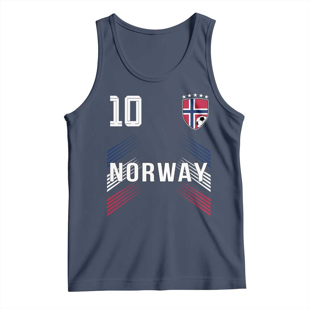 Norway Soccer Sports Graphic Number 10 Jersey Style Tank Top Proud Norwegian Football Fans Game Day Pride TS02 Navy Print Your Wear