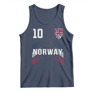 Norway Soccer Sports Graphic Number 10 Jersey Style Tank Top Proud Norwegian Football Fans Game Day Pride TS02 Navy Print Your Wear