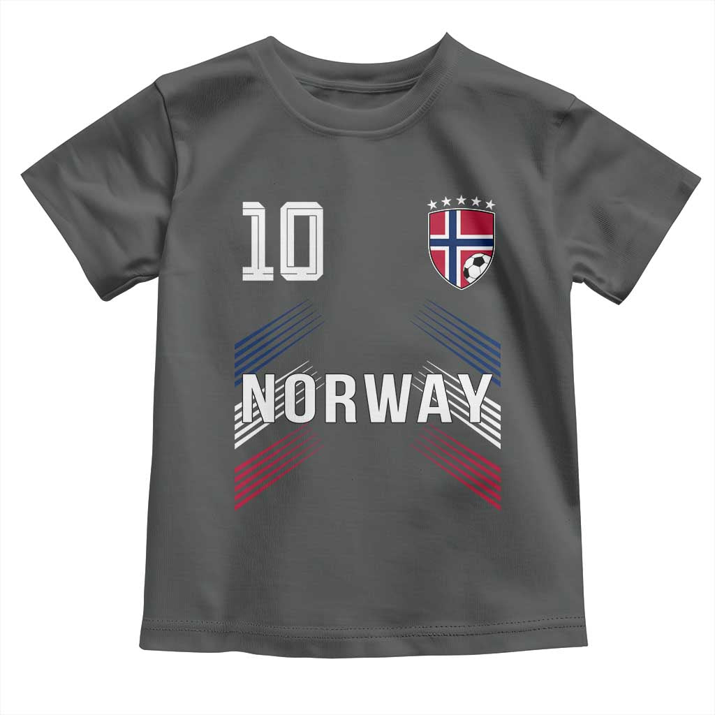 Norway Soccer Sports Graphic Number 10 Jersey Style Toddler T Shirt Proud Norwegian Football Fans Game Day Pride TS02 Dark Heather Print Your Wear
