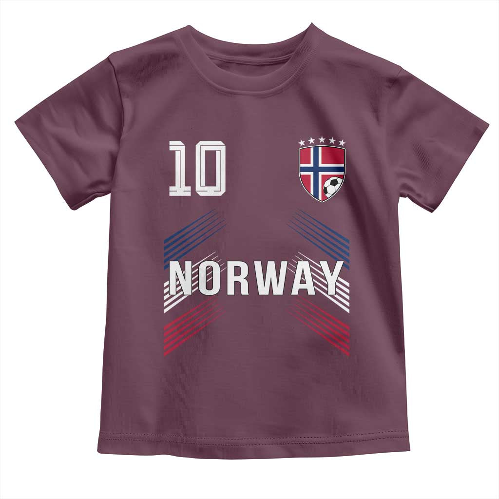 Norway Soccer Sports Graphic Number 10 Jersey Style Toddler T Shirt Proud Norwegian Football Fans Game Day Pride TS02 Maroon Print Your Wear