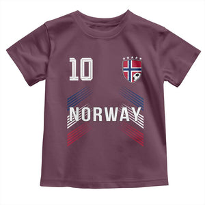 Norway Soccer Sports Graphic Number 10 Jersey Style Toddler T Shirt Proud Norwegian Football Fans Game Day Pride TS02 Maroon Print Your Wear