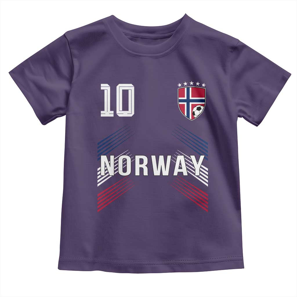 Norway Soccer Sports Graphic Number 10 Jersey Style Toddler T Shirt Proud Norwegian Football Fans Game Day Pride TS02 Purple Print Your Wear