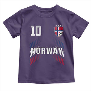 Norway Soccer Sports Graphic Number 10 Jersey Style Toddler T Shirt Proud Norwegian Football Fans Game Day Pride TS02 Purple Print Your Wear