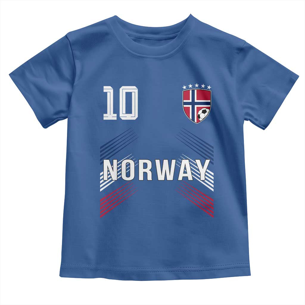 Norway Soccer Sports Graphic Number 10 Jersey Style Toddler T Shirt Proud Norwegian Football Fans Game Day Pride TS02 Royal Blue Print Your Wear