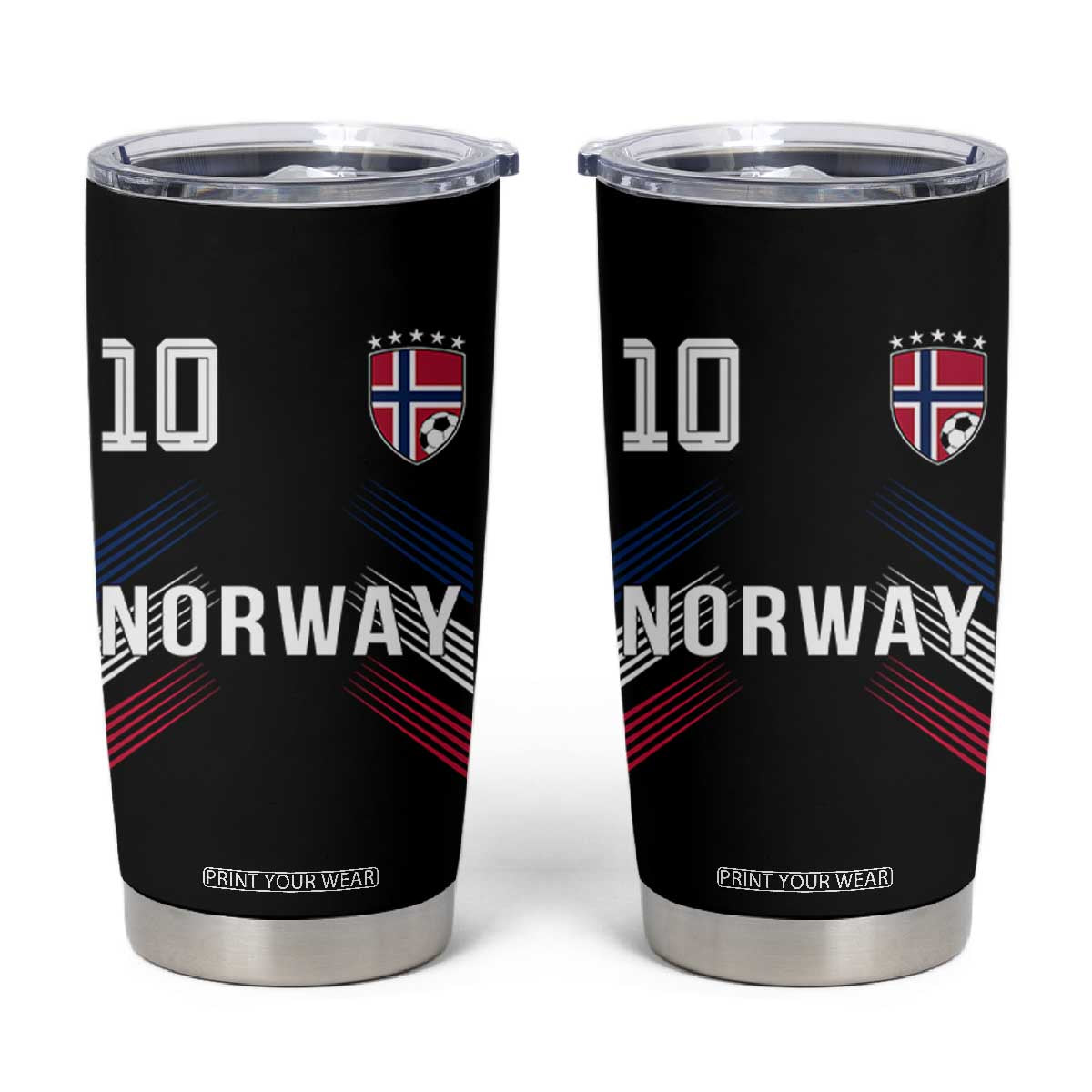 Norway Soccer Sports Graphic Number 10 Jersey Style Tumbler Cup Proud Norwegian Football Fans Game Day Pride TS02 Black Print Your Wear