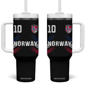 Norway Soccer Sports Graphic Number 10 Jersey Style Tumbler With Handle Proud Norwegian Football Fans Game Day Pride TS02 One Size: 40 oz Black Print Your Wear