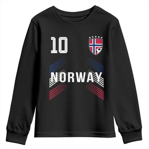 Norway Soccer Sports Graphic Number 10 Jersey Style Youth Sweatshirt Proud Norwegian Football Fans Game Day Pride TS02 Black Print Your Wear