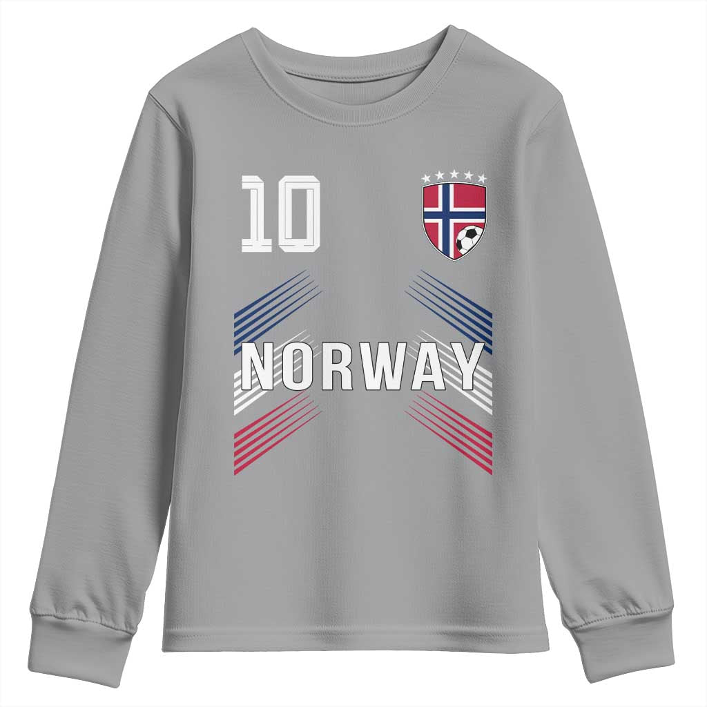 Norway Soccer Sports Graphic Number 10 Jersey Style Youth Sweatshirt Proud Norwegian Football Fans Game Day Pride TS02 Sport Gray Print Your Wear