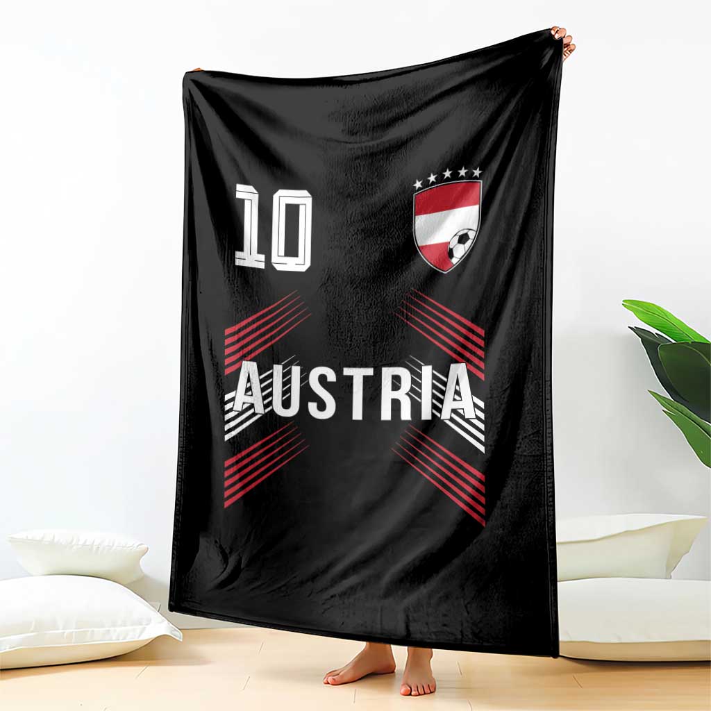 Austria Soccer Sports Graphic Number 10 Jersey Style Throw Blanket Proud Austrian Football Fans Game Day Pride TS02 Print Your Wear