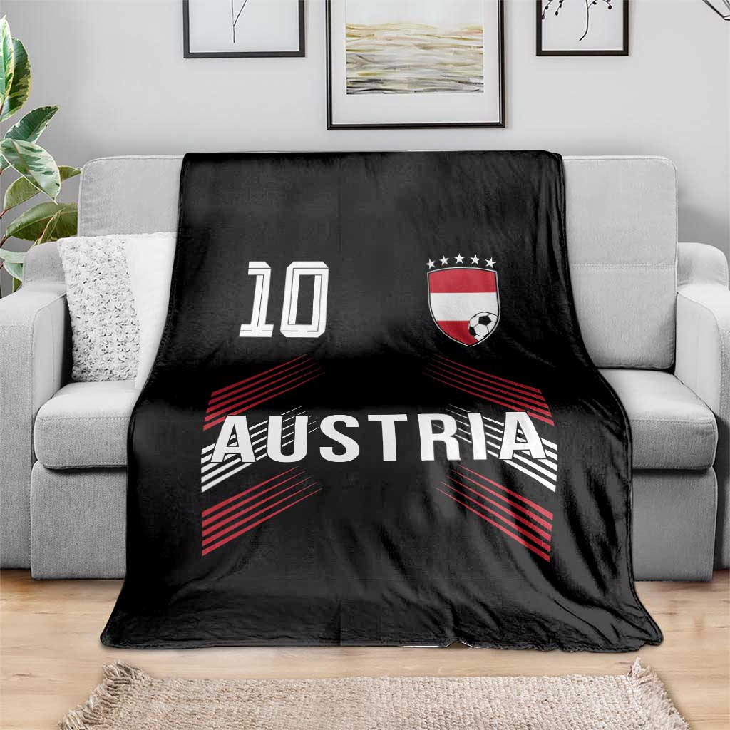 Austria Soccer Sports Graphic Number 10 Jersey Style Throw Blanket Proud Austrian Football Fans Game Day Pride TS02 Print Your Wear