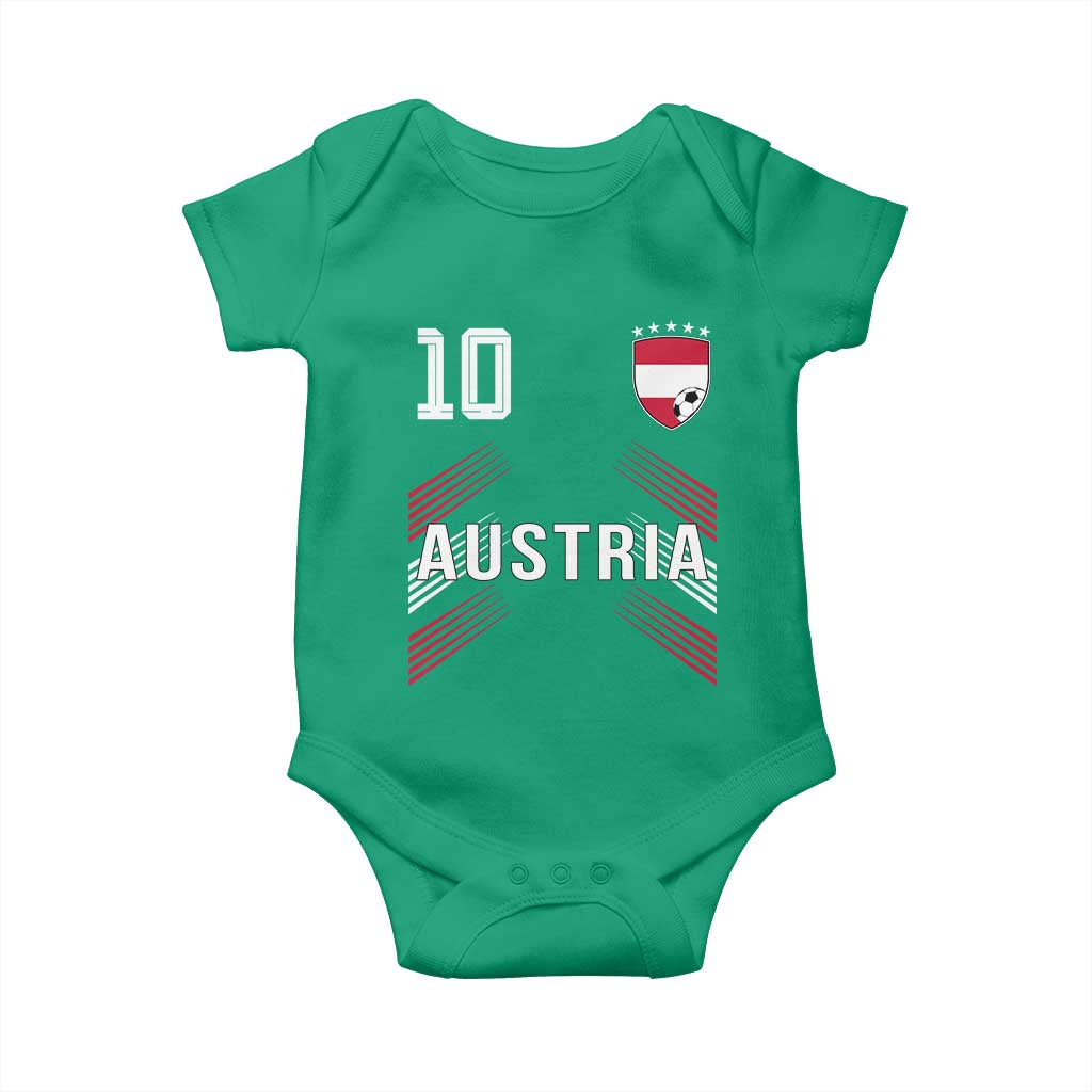 Austria Soccer Sports Graphic Number 10 Jersey Style Baby Onesie Proud Austrian Football Fans Game Day Pride TS02 Irish Green Print Your Wear