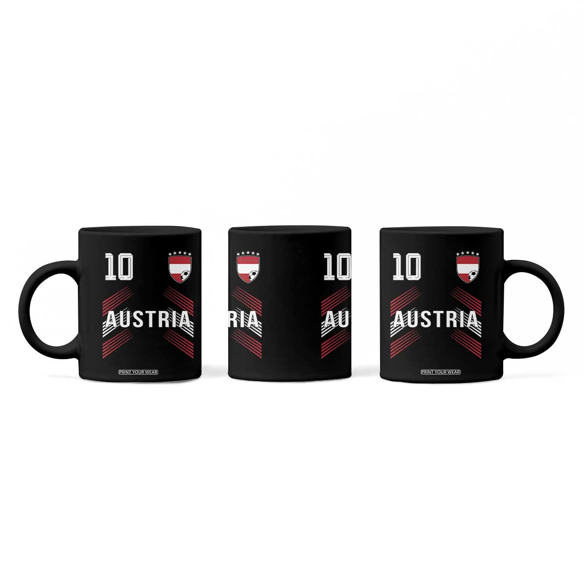 Austria Soccer Sports Graphic Number 10 Jersey Style Coffee Mug Proud Austrian Football Fans Game Day Pride TS02 Print Your Wear