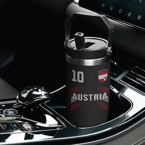 Austria Soccer Sports Graphic Number 10 Jersey Style Flip Straw Tumbler Proud Austrian Football Fans Game Day Pride TS02 Print Your Wear