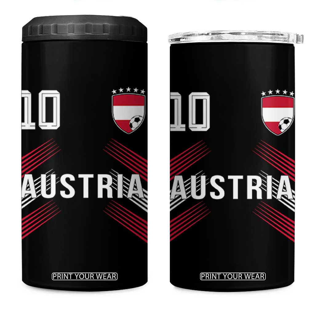 Austria Soccer Sports Graphic Number 10 Jersey Style 4 in 1 Can Cooler Tumbler Proud Austrian Football Fans Game Day Pride TS02 One Size: 16 oz Black Print Your Wear