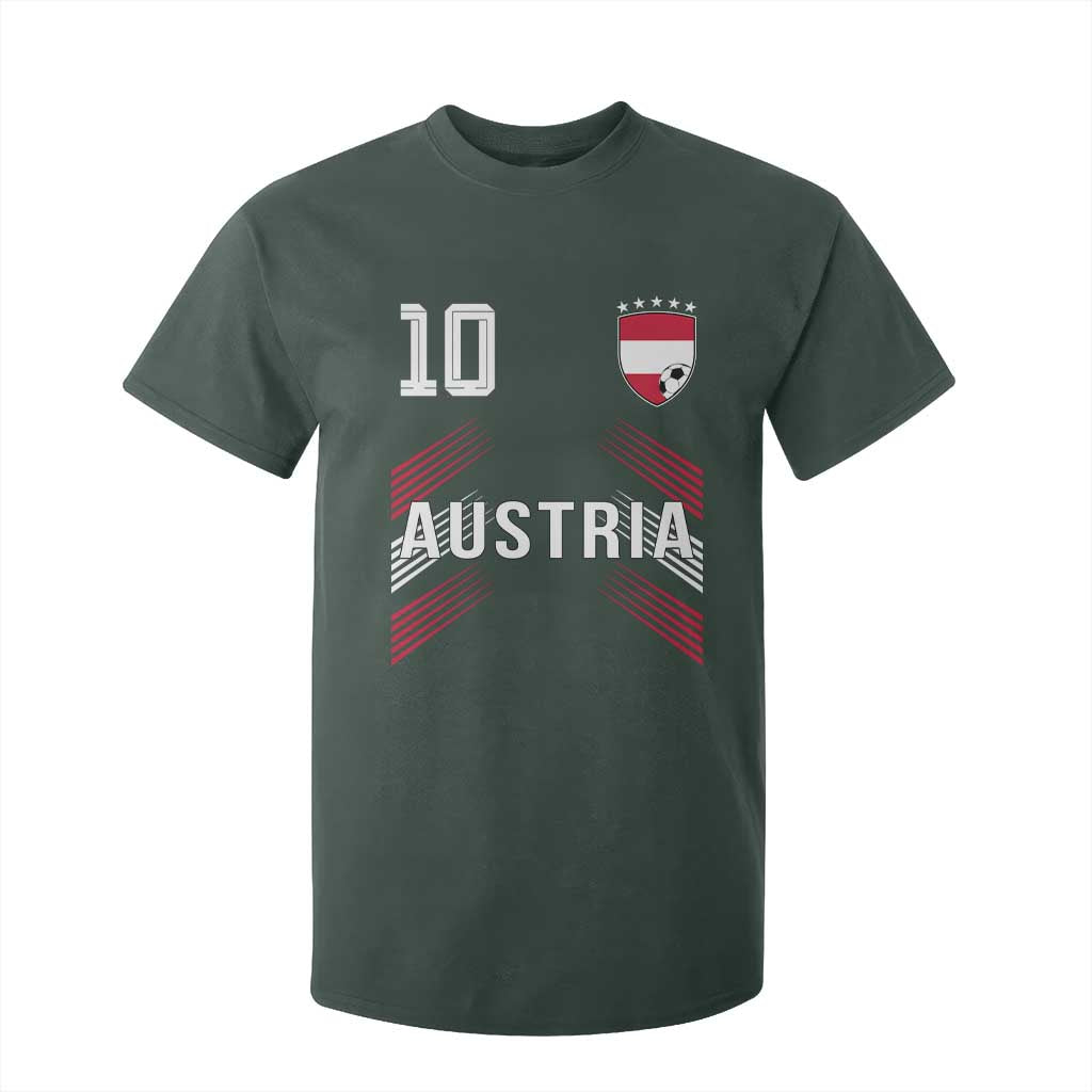 Austria Soccer Sports Graphic Number 10 Jersey Style T Shirt For Kid Proud Austrian Football Fans Game Day Pride TS02 Dark Forest Green Print Your Wear