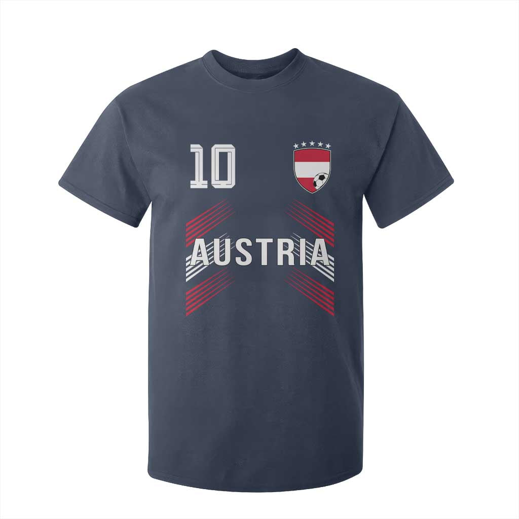 Austria Soccer Sports Graphic Number 10 Jersey Style T Shirt For Kid Proud Austrian Football Fans Game Day Pride TS02 Navy Print Your Wear