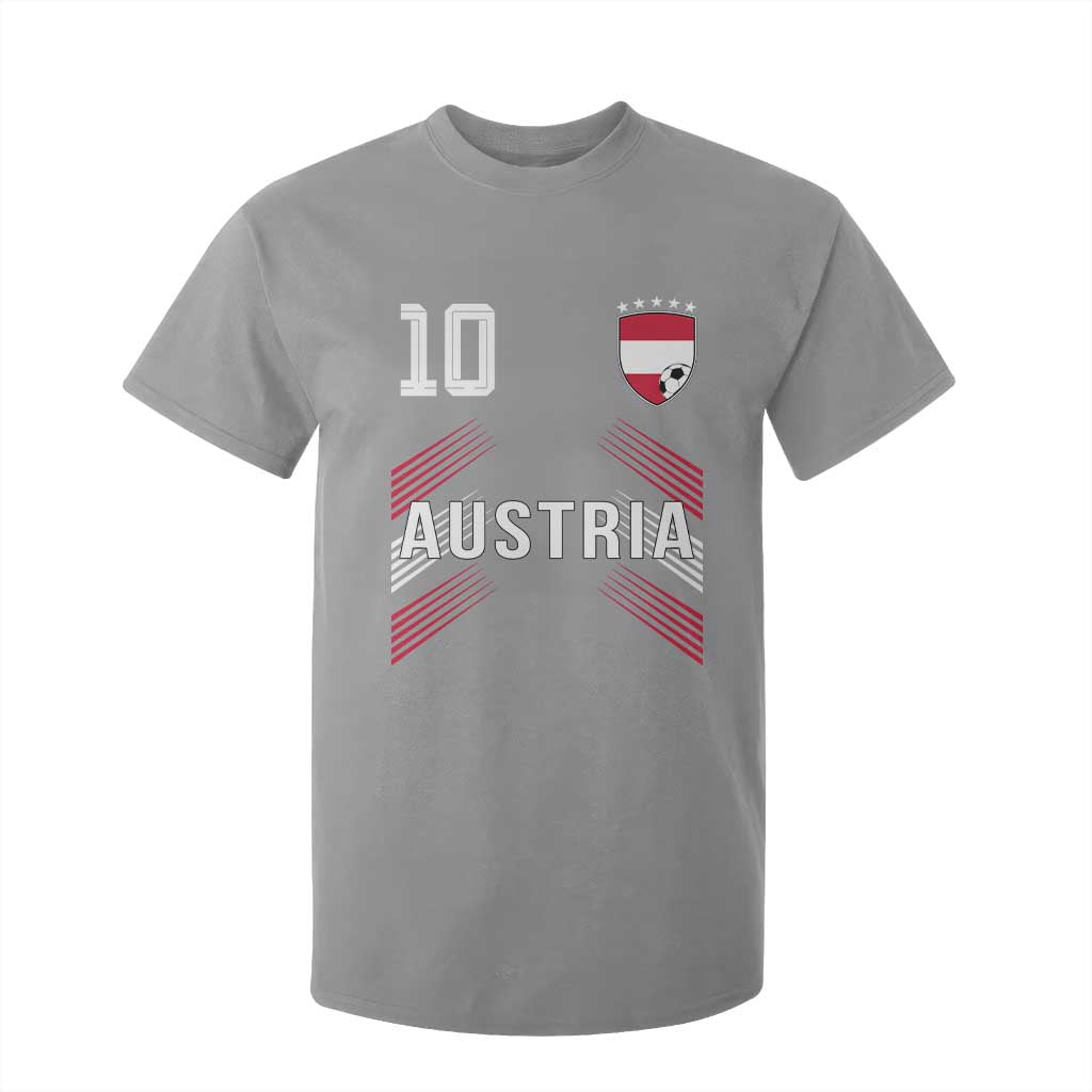 Austria Soccer Sports Graphic Number 10 Jersey Style T Shirt For Kid Proud Austrian Football Fans Game Day Pride TS02 Sport Gray Print Your Wear