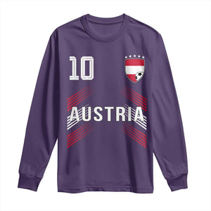 Austria Soccer Sports Graphic Number 10 Jersey Style Long Sleeve Shirt Proud Austrian Football Fans Game Day Pride TS02 Purple Print Your Wear