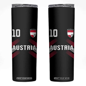 Austria Soccer Sports Graphic Number 10 Jersey Style Skinny Tumbler Proud Austrian Football Fans Game Day Pride TS02 Black Print Your Wear
