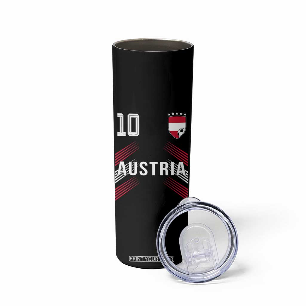 Austria Soccer Sports Graphic Number 10 Jersey Style Skinny Tumbler Proud Austrian Football Fans Game Day Pride TS02 Print Your Wear