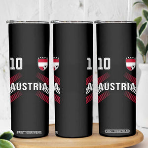 Austria Soccer Sports Graphic Number 10 Jersey Style Skinny Tumbler Proud Austrian Football Fans Game Day Pride TS02 Print Your Wear