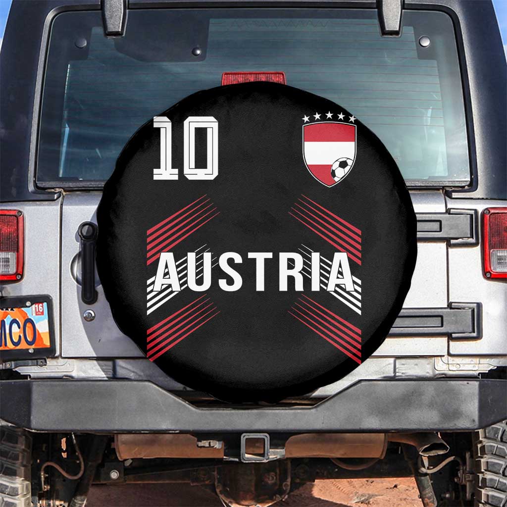 Austria Soccer Sports Graphic Number 10 Jersey Style Spare Tire Cover Proud Austrian Football Fans Game Day Pride TS02 No hole Black Print Your Wear
