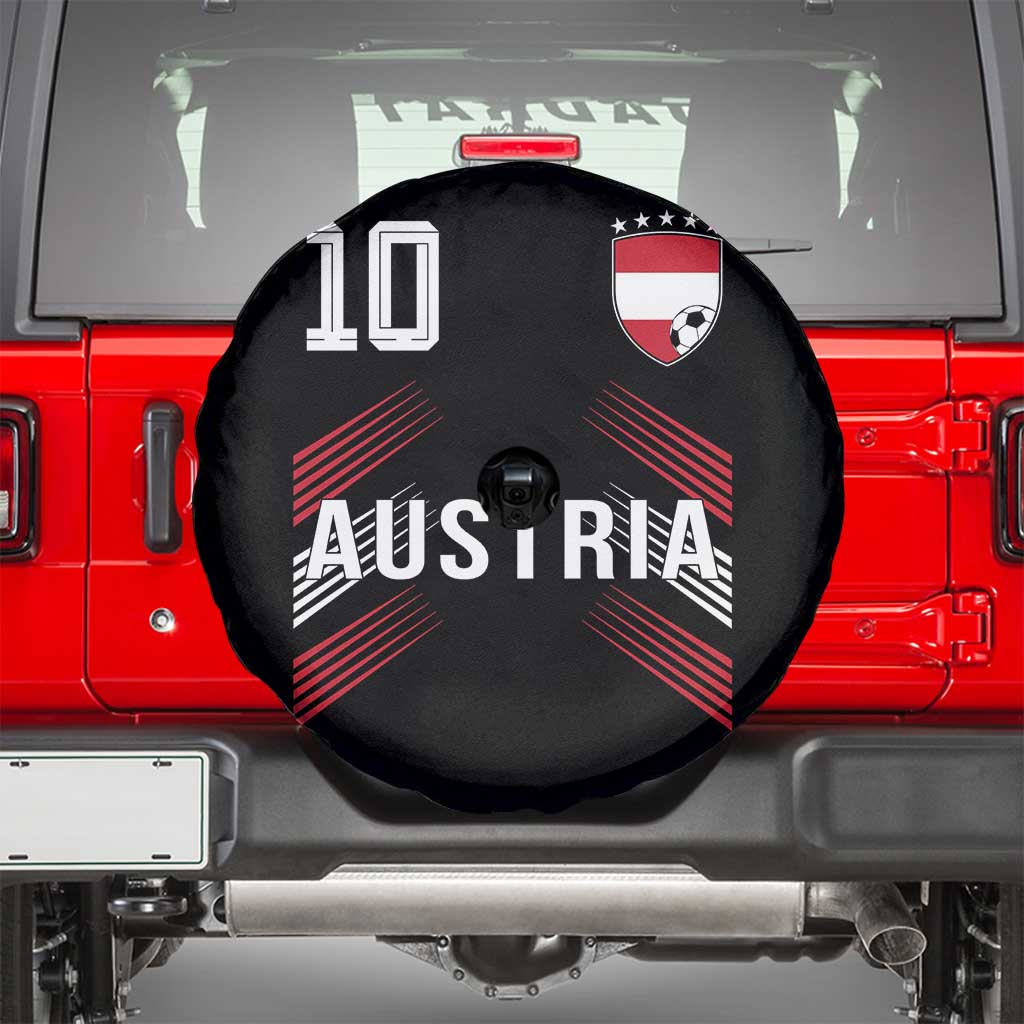 Austria Soccer Sports Graphic Number 10 Jersey Style Spare Tire Cover Proud Austrian Football Fans Game Day Pride TS02 Black Print Your Wear