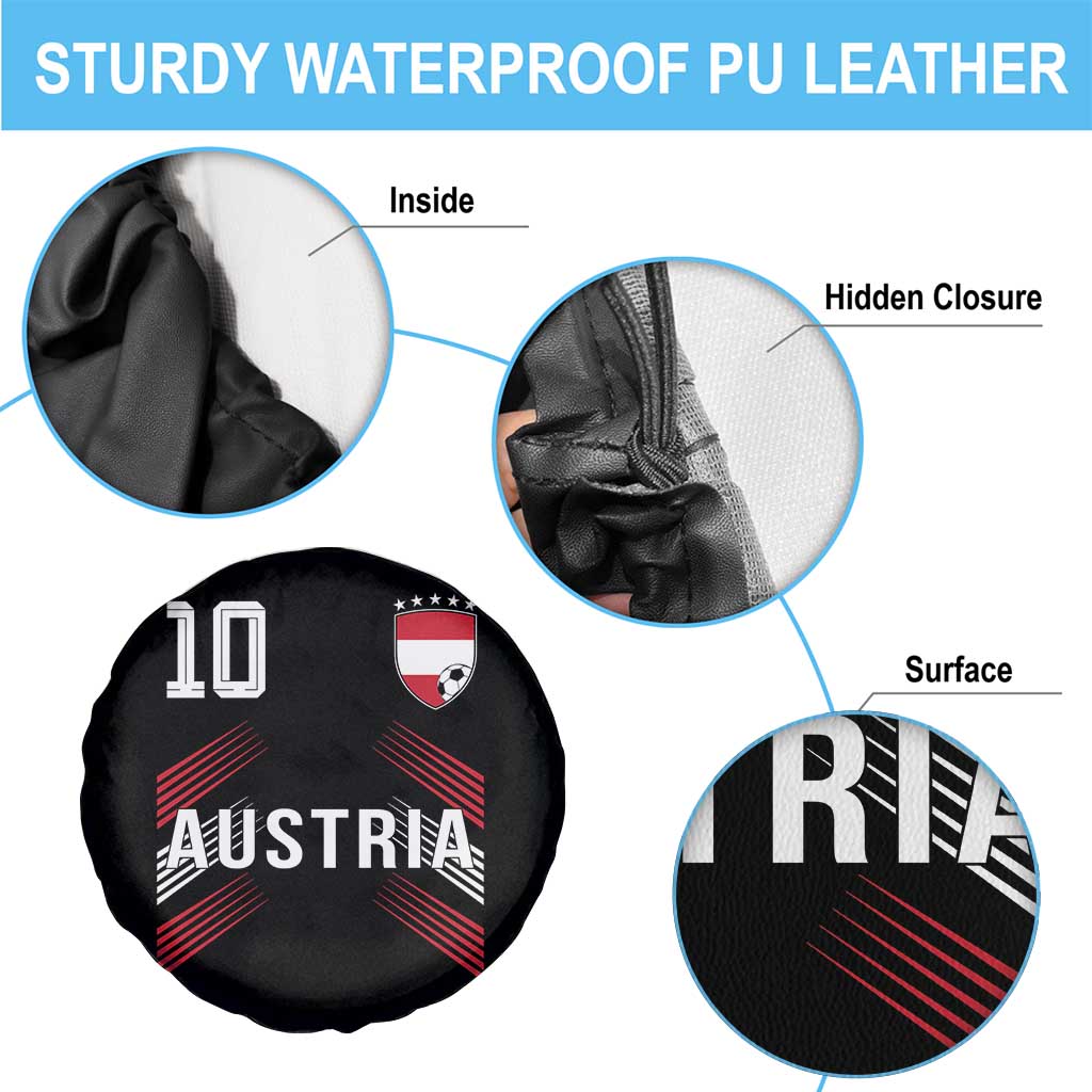 Austria Soccer Sports Graphic Number 10 Jersey Style Spare Tire Cover Proud Austrian Football Fans Game Day Pride TS02 Print Your Wear