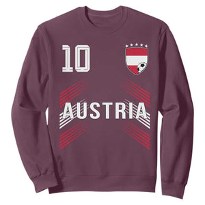 Austria Soccer Sports Graphic Number 10 Jersey Style Sweatshirt Proud Austrian Football Fans Game Day Pride TS02 Maroon Print Your Wear