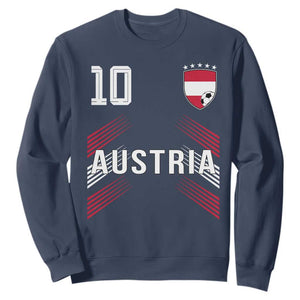 Austria Soccer Sports Graphic Number 10 Jersey Style Sweatshirt Proud Austrian Football Fans Game Day Pride TS02 Navy Print Your Wear