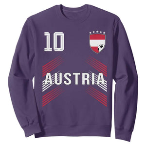 Austria Soccer Sports Graphic Number 10 Jersey Style Sweatshirt Proud Austrian Football Fans Game Day Pride TS02 Purple Print Your Wear