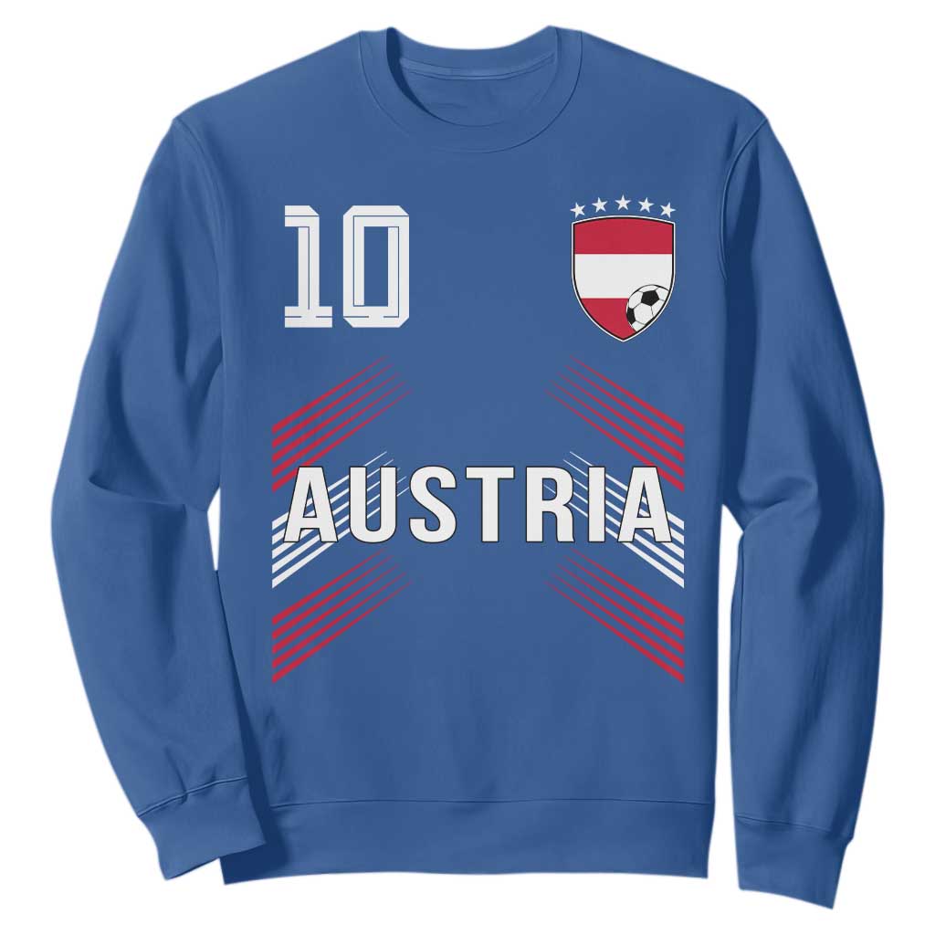 Austria Soccer Sports Graphic Number 10 Jersey Style Sweatshirt Proud Austrian Football Fans Game Day Pride TS02 Royal Blue Print Your Wear