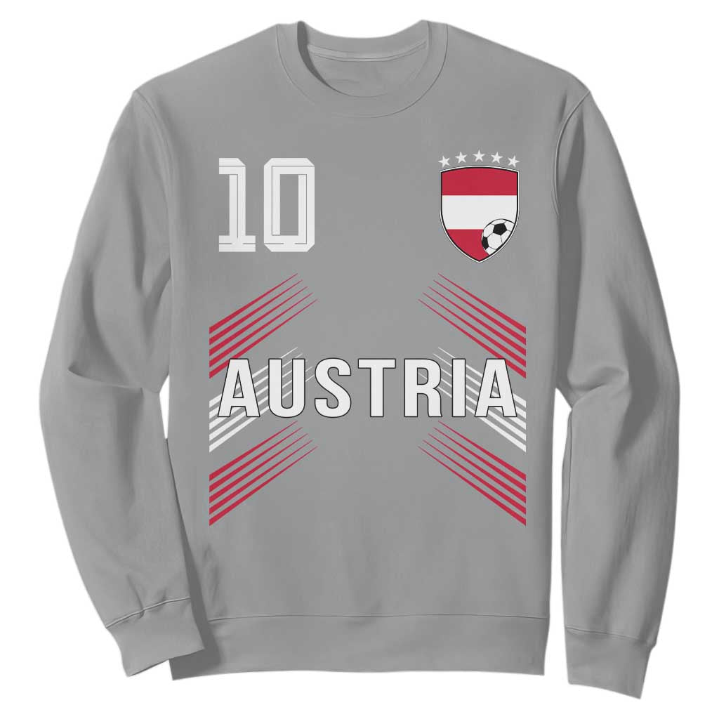 Austria Soccer Sports Graphic Number 10 Jersey Style Sweatshirt Proud Austrian Football Fans Game Day Pride TS02 Sport Gray Print Your Wear