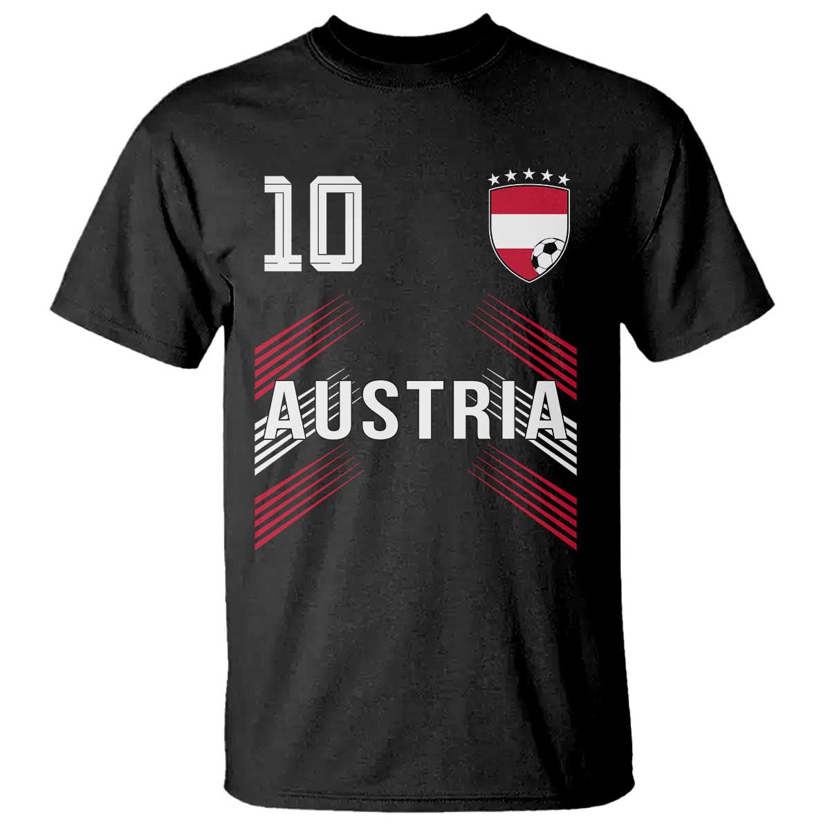 Austria Soccer Sports Graphic Number 10 Jersey Style T Shirt Proud Austrian Football Fans Game Day Pride TS02 Black Print Your Wear