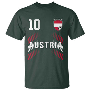 Austria Soccer Sports Graphic Number 10 Jersey Style T Shirt Proud Austrian Football Fans Game Day Pride TS02 Dark Forest Green Print Your Wear