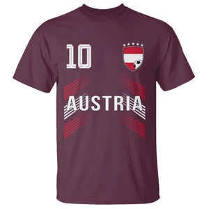 Austria Soccer Sports Graphic Number 10 Jersey Style T Shirt Proud Austrian Football Fans Game Day Pride TS02 Maroon Print Your Wear