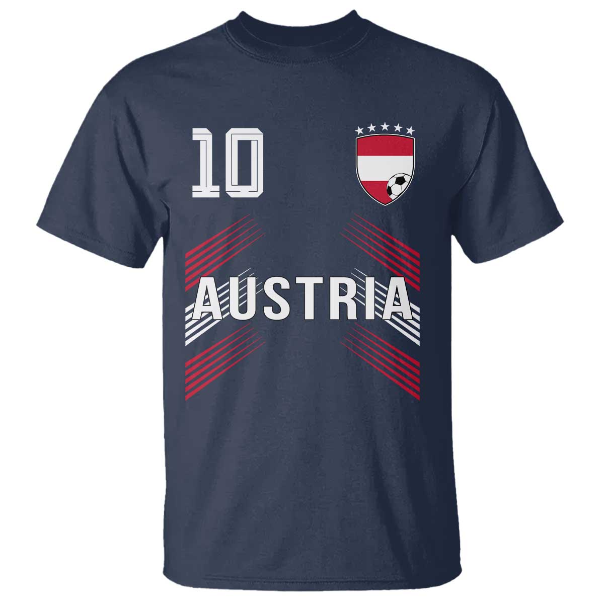 Austria Soccer Sports Graphic Number 10 Jersey Style T Shirt Proud Austrian Football Fans Game Day Pride TS02 Navy Print Your Wear